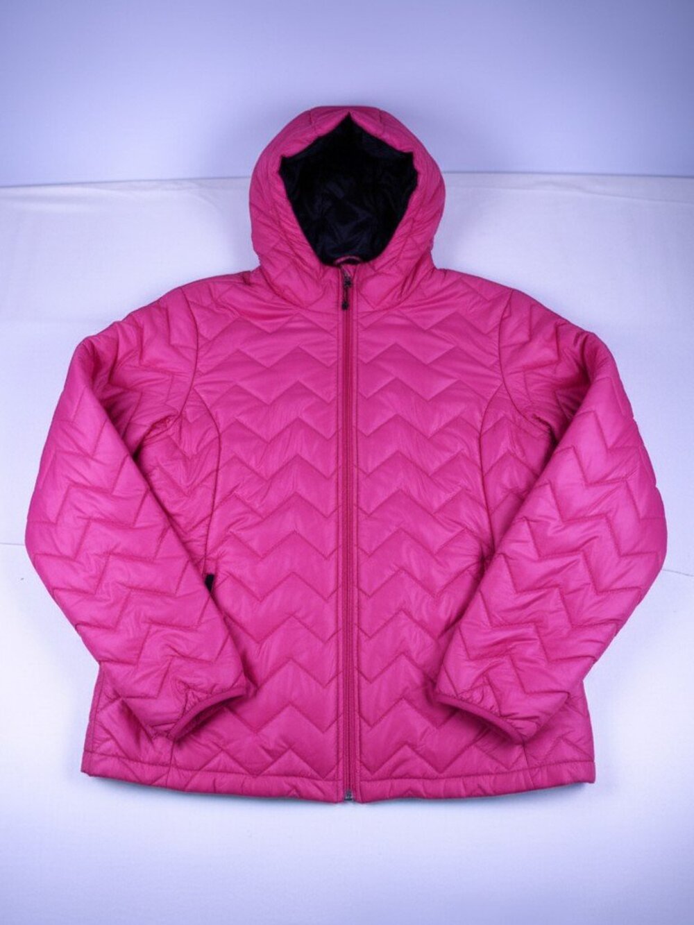 Free Country Pink Quilted Chevron Hooded Puffer Jacket Size XL EUC
